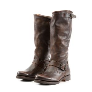 Frye Brown Leather Combat & Moto Boots